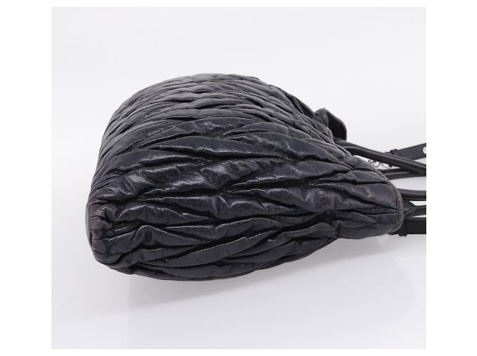 Miu Miu Matelasse Hand Bag Leather 2way Black Silver - vista 4