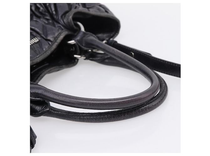 Miu Miu Matelasse Hand Bag Leather 2way Black Silver - vista 7