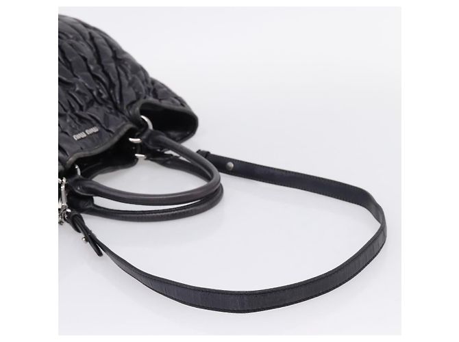 Miu Miu Matelasse Hand Bag Leather 2way Black Silver - vista 9