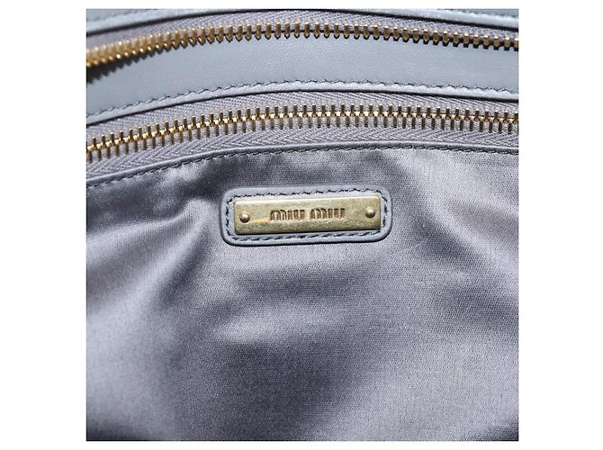 Miu Miu Matelasse Hand Bag Leather 2way Gray Gold Tone - vista 22