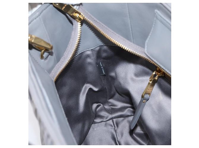 Miu Miu Matelasse Hand Bag Leather 2way Gray Gold Tone - vista 23