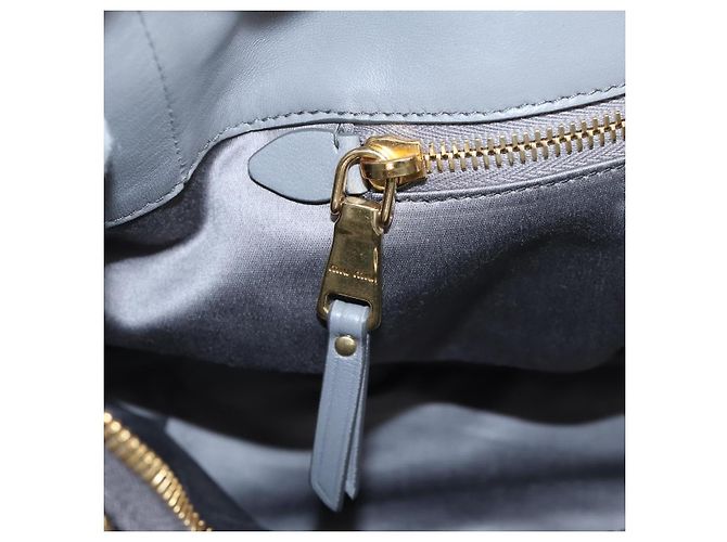 Miu Miu Matelasse Hand Bag Leather 2way Gray Gold Tone - vista 25