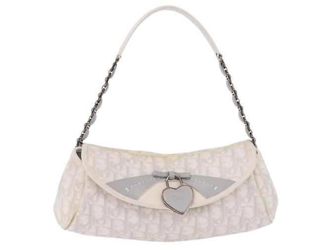 Christian Dior Trotter Canvas Romantic Chain Bag PVC White Silver - vista 13
