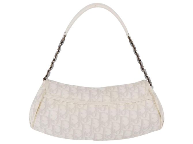 Christian Dior Trotter Canvas Romantic Chain Bag PVC White Silver - vista 2