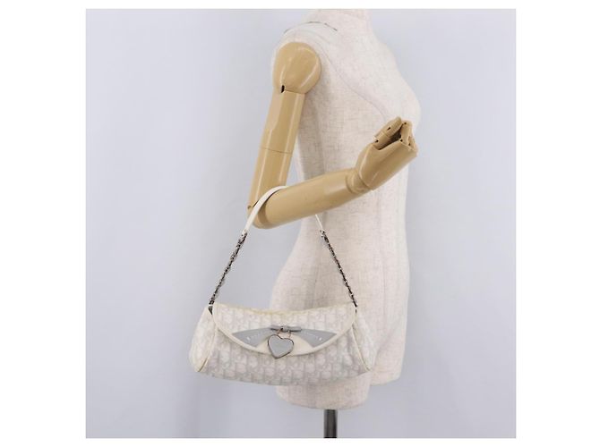 Christian Dior Trotter Canvas Romantic Chain Bag PVC White Silver - vista 31