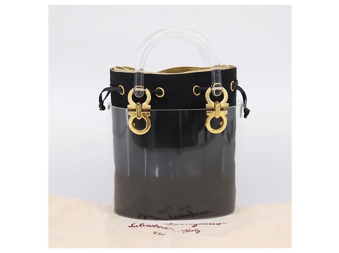 Salvatore Ferragamo Gancini Hand Bag Plastic Clear Gold Tone - vista 12