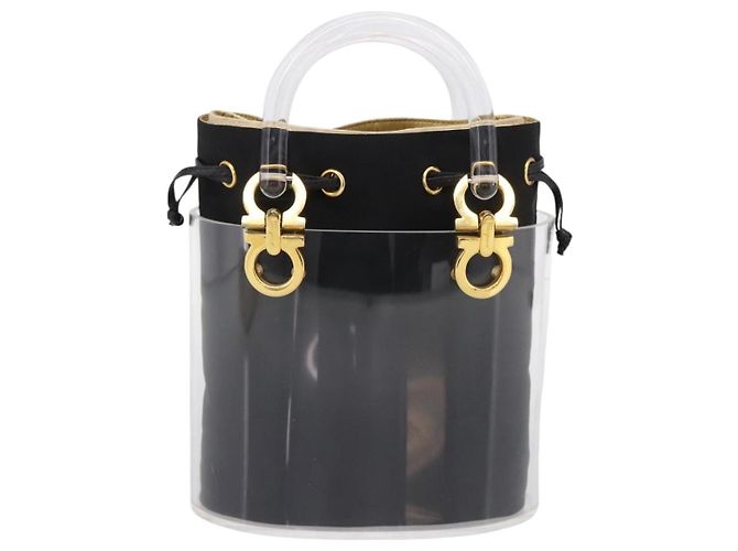 Salvatore Ferragamo Gancini Hand Bag Plastic Clear Gold Tone - vista 13