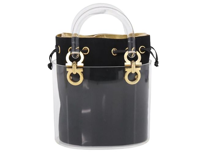 Salvatore Ferragamo Gancini Hand Bag Plastic Clear Gold Tone - vista 2