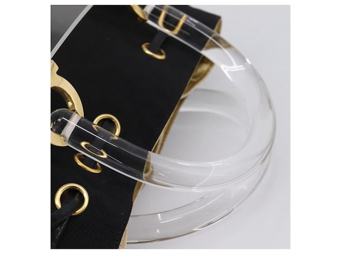 Salvatore Ferragamo Gancini Hand Bag Plastic Clear Gold Tone - vista 7