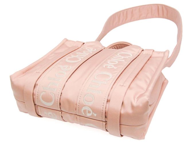Borsa Chloé Woody Small in nylon, Rosa - vista 3