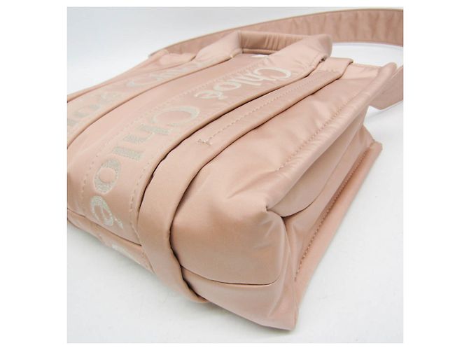 Borsa Chloé Woody Small in nylon, Rosa - vista 5