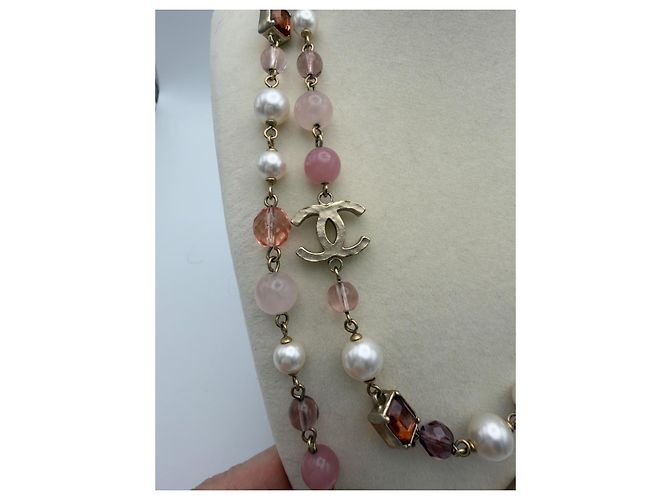 Chanel Collana Lunga Perle Sintetiche Rosa e Bianche Autunno 2007 - vista 2