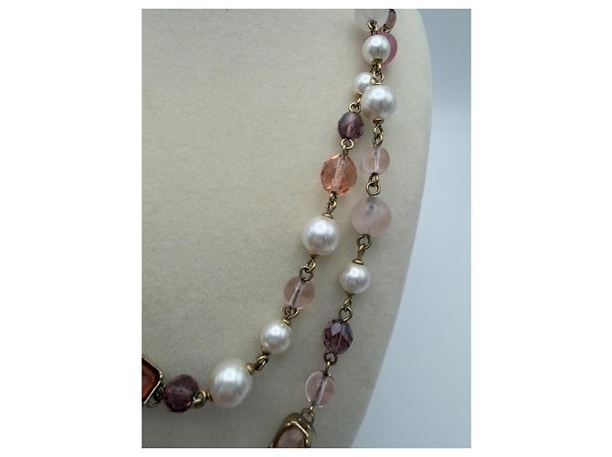 Chanel Collana Lunga Perle Sintetiche Rosa e Bianche Autunno 2007 - vista 3