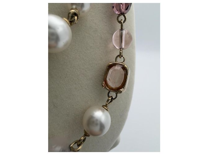 Chanel Collana Lunga Perle Sintetiche Rosa e Bianche Autunno 2007 - vista 5