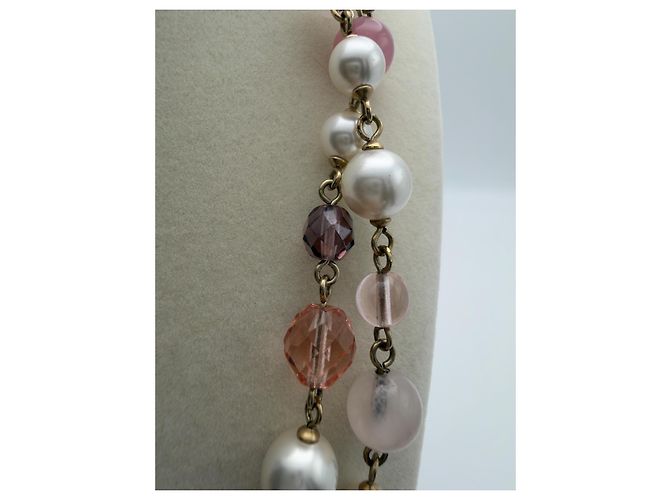 Chanel Collana Lunga Perle Sintetiche Rosa e Bianche Autunno 2007 - vista 6