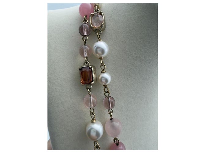 Chanel Collana Lunga Perle Sintetiche Rosa e Bianche Autunno 2007 - vista 7