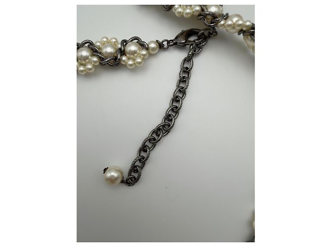 Collana lunga Chanel in perle sintetiche e strass CC - vista 10