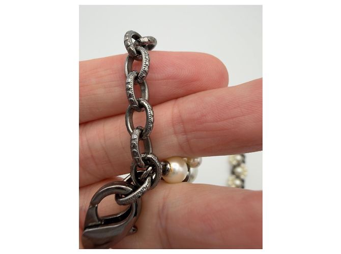 Collana lunga Chanel in perle sintetiche e strass CC - vista 11