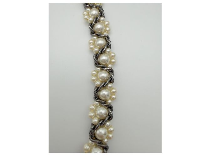 Collana lunga Chanel in perle sintetiche e strass CC - vista 5