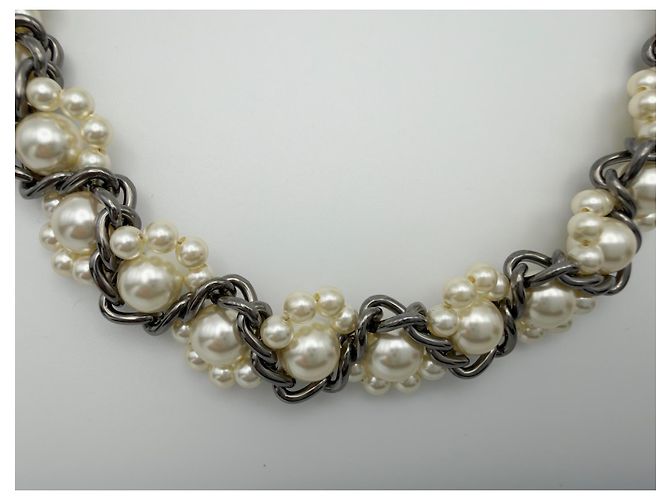 Collana lunga Chanel in perle sintetiche e strass CC - vista 6