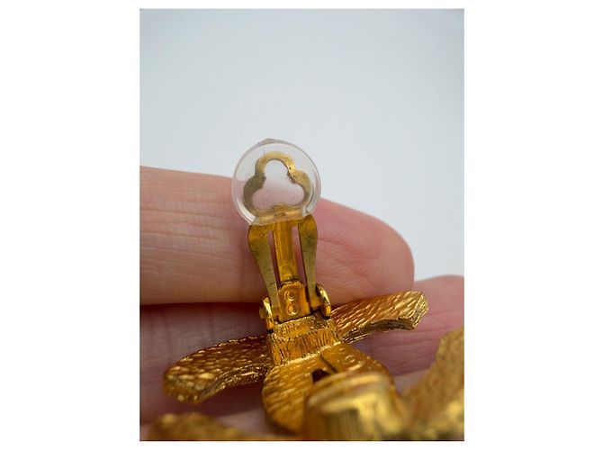 Orecchini a clip Chanel Basket-Weave CC placcati in oro - vista 10