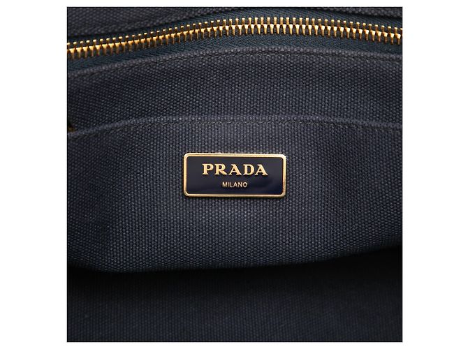 Prada Blue Small Canvas Canapa Logo Tote - Ansicht 5