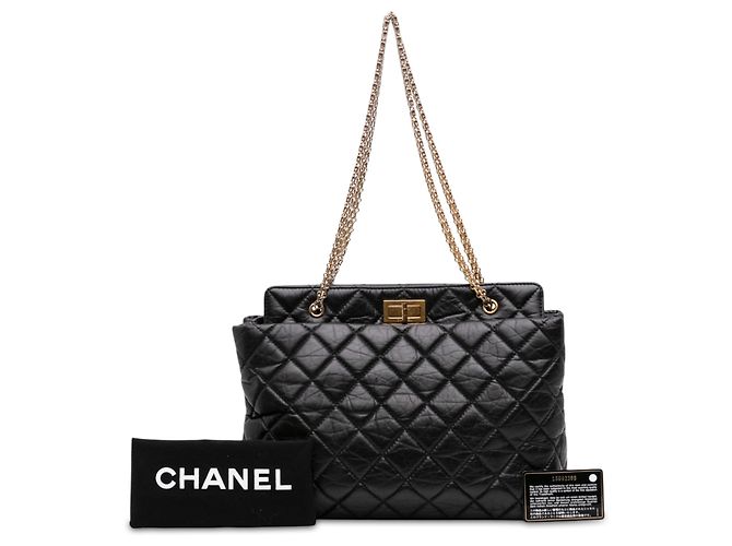 Borsa Chanel Reissue 2.55 in pelle di vitello invecchiata matelassé nera - vista 7