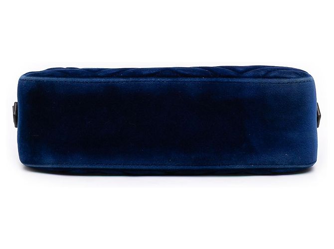 Gucci Borsa a tracolla Small GG Marmont Matelassé in velluto blu - vista 3