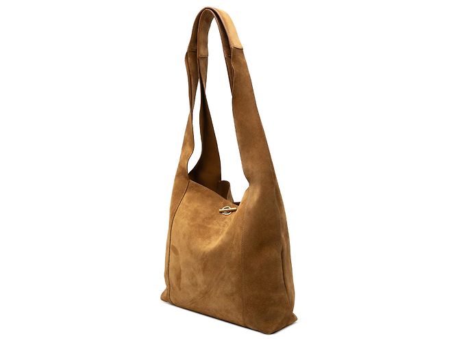 Autre Marque Saint Laurent Borsa Hobo Tanger in camoscio marrone - vista 2
