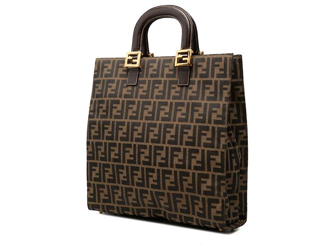Fendi Twins Tote aus braunem Zucca Canvas - Ansicht 2