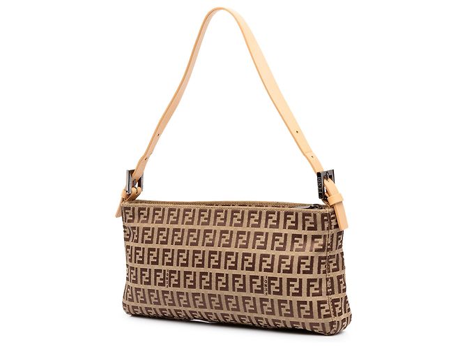Fendi Brown Zucchino Canvas Pochette - view 2