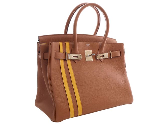 Hermès Brown Togo and Swift Officier Verso Birkin Retourne 30 - vista 12