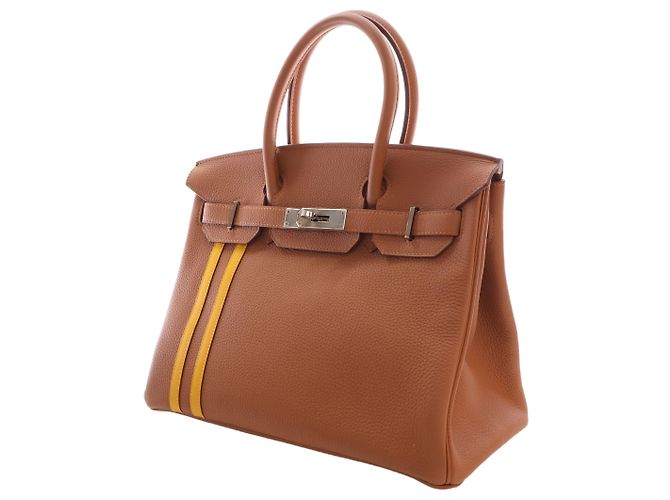 Hermès Brown Togo and Swift Officier Verso Birkin Retourne 30 - vista 13