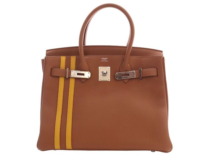 Hermès Brown Togo and Swift Officier Verso Birkin Retourne 30 - vista 15