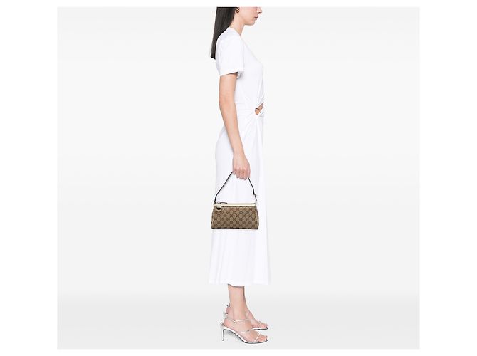 Pochette Gucci Abbey D Ring in tela GG beige - vista 5