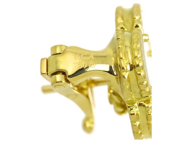 Orecchini Van Cleef & Arpels Alhambra in madreperla e oro giallo 18K - vista 4