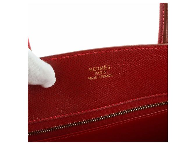 Hermès Borsa tote Hermes Red Lisse Leather Bass PM - vista 8