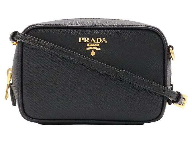 Borsa a tracolla Prada in pelle Saffiano nera - vista 2