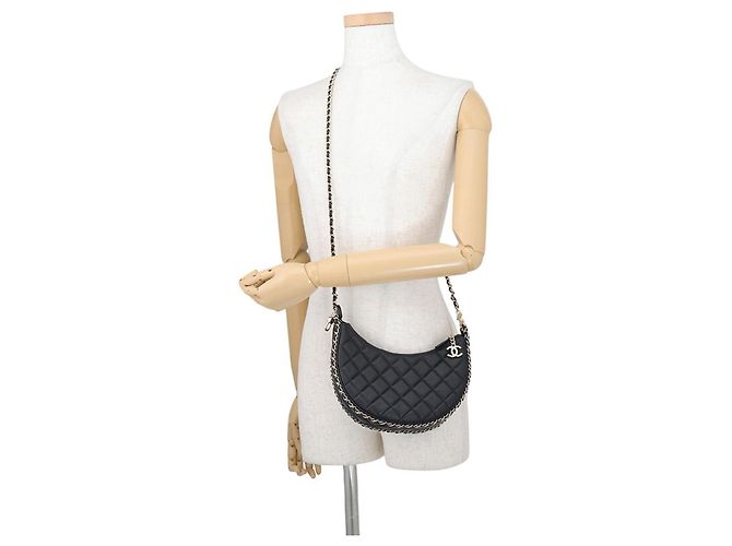 Borsa a tracolla con catena Chanel in pelle d'agnello - vista 4