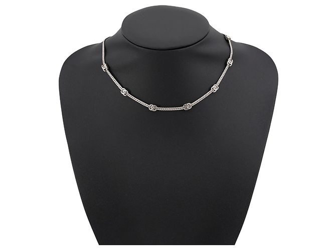 Collar de metal plateado Chanel - vista 4