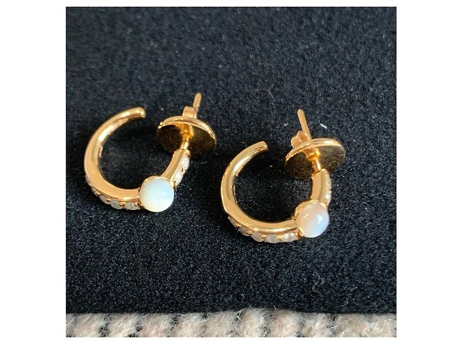 Orecchini a cerchio Pomellato in oro rosa 18k diamanti e perle - vista 4