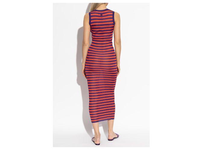 Vestido de rayas de viscosa naranja Dolce & Gabbana - vista 2
