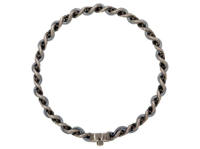 Bangle Chanel in pelle con catena e chiusura CC - vista 2