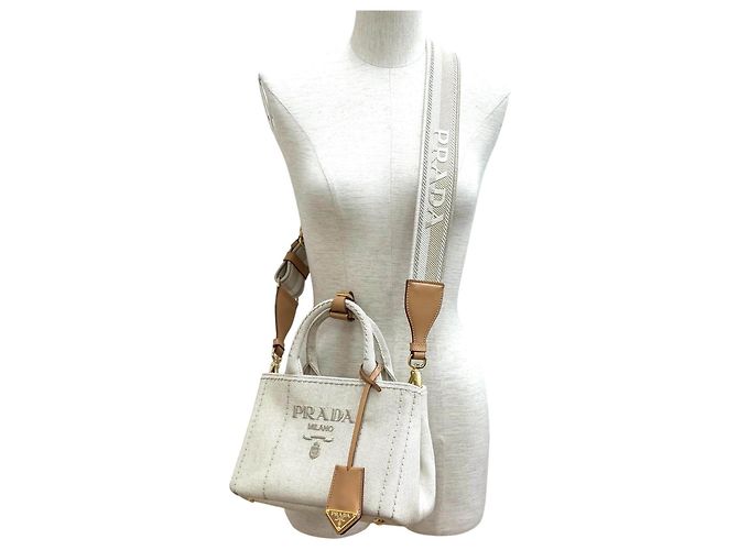 Borsa Prada Jardinire in misto lino - vista 3