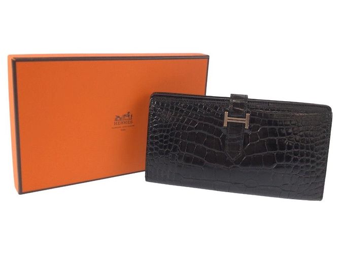 Béarn Hermès Hermes Bearn Soufflet Alligator Long Wallet - view 10