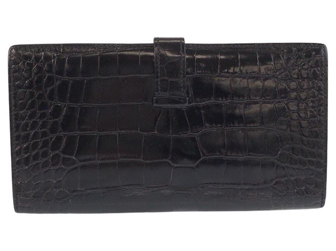 Béarn Hermès Hermes Bearn Soufflet Alligator Long Wallet - view 2