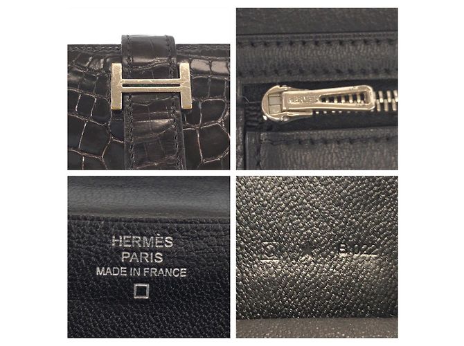 Béarn Hermès Hermes Bearn Soufflet Alligator Long Wallet - view 5