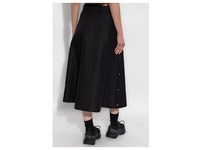 Gonna midi a trapezio in cotone Moncler con logo nera - vista 2