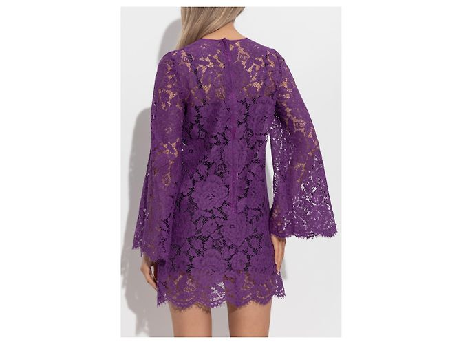 Dolce & Gabbana Spitzenkleid in Lila mit Blumenmuster - Ansicht 2