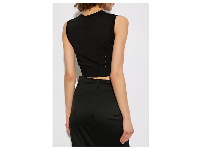 Dolce & Gabbana Schwarzes ärmelloses Stricktop cropped - Ansicht 2